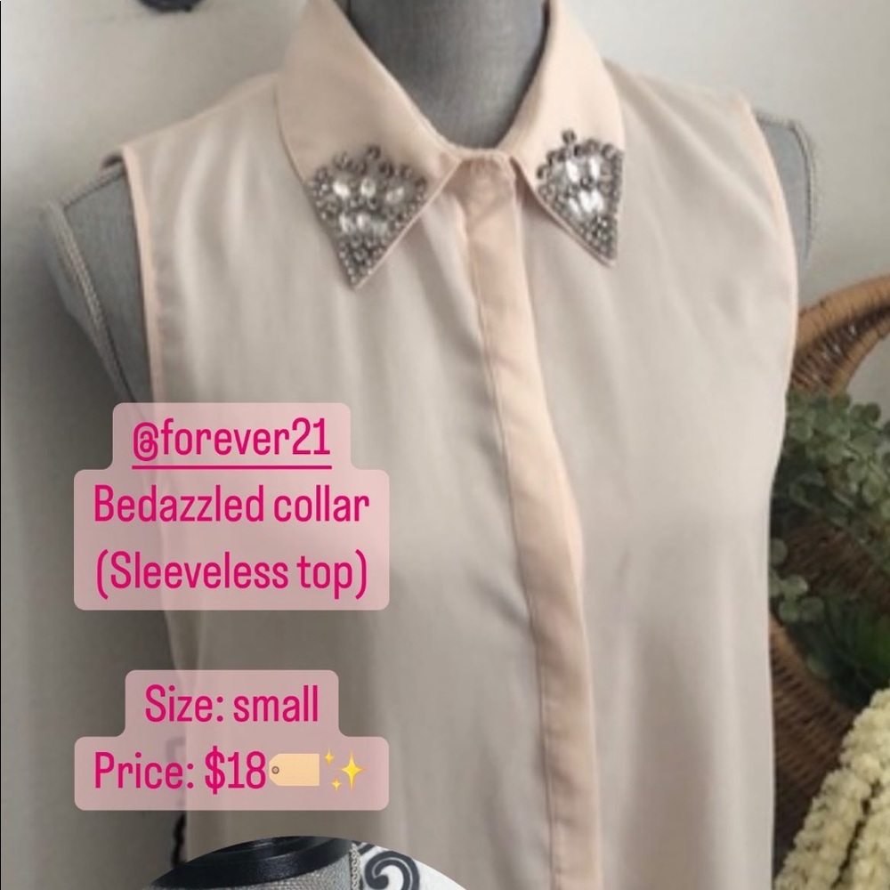 Forever 21 Sleeveless Bedazzled Collar Top